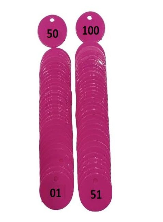 موريل عملة معدنية بلاستيكية مرقمة من 1 إلى 100 مع ثقب وحامل فولاذي، عملة طبيب للعيادات والمتاجر والمراكز التجارية والطوابير والمطاعم والمعارض (وردي) (PINK-1TO100-WITH-STEEL-STAND) - Image 2